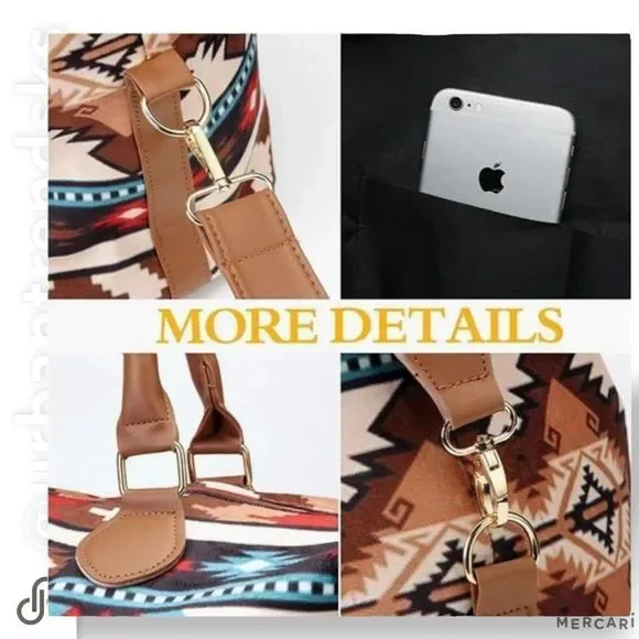 Weekender Bag Duffle Bag Large Travel Tote Bag Overnight Atzec Western Print - Picture 4 of 6